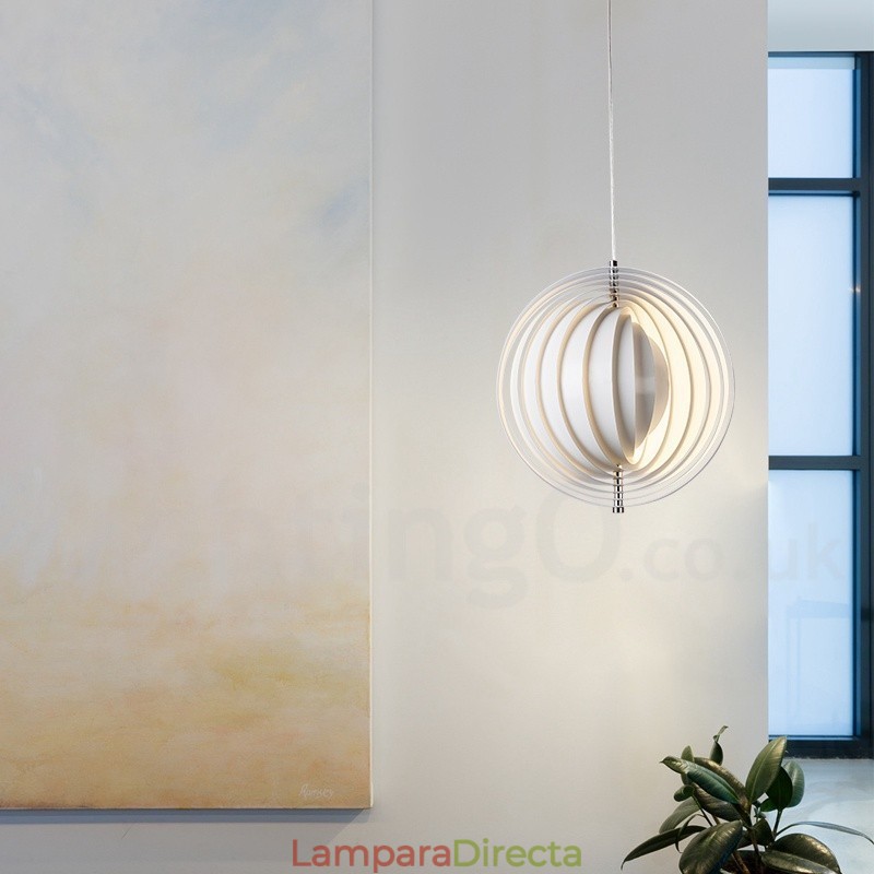 Lámpara colgante DIY posmoderna giratoria de globo blanco