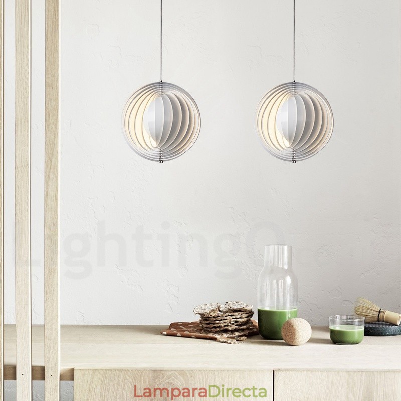 Lámpara colgante DIY posmoderna giratoria de globo blanco