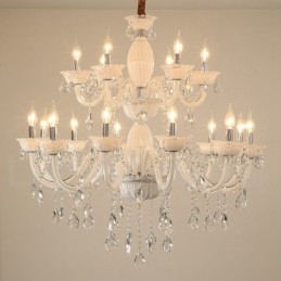 Lámpara de araña elegante de 18 (12+6) luces blancas con cristal