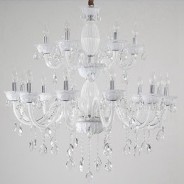 Lámpara de araña elegante de 18 (12+6) luces blancas con cristal