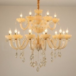 Candelabro de cristal champán de lujo de 18 (12+6) luces