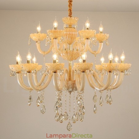 Candelabro de cristal champán de lujo de 18 (12+6) luces Candelabro de cristal champán de lujo de 18 (12+6) luces