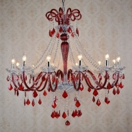 Candelabro de cristal rojo