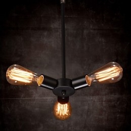 Lámpara colgante de 3 luces estilo rústico de hierro forjado