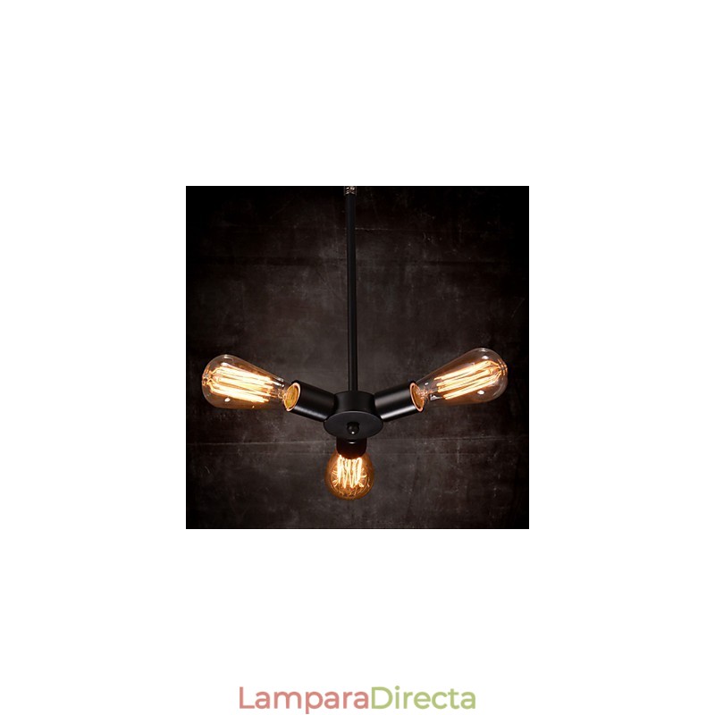 Lámpara colgante de 3 luces estilo rústico de hierro forjado