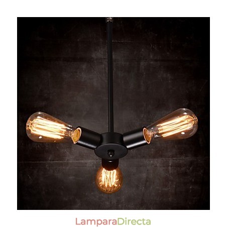 Lámpara colgante de 3 luces estilo rústico de hierro forjado