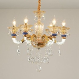 Lámpara de araña contemporánea moderna de 6 luces con forma de champán y cristal