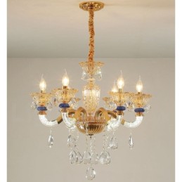 Lámpara de araña contemporánea moderna de 6 luces con forma de champán y cristal