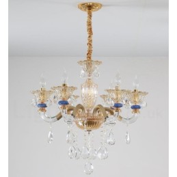 Lámpara de araña contemporánea moderna de 6 luces con forma de champán y cristal