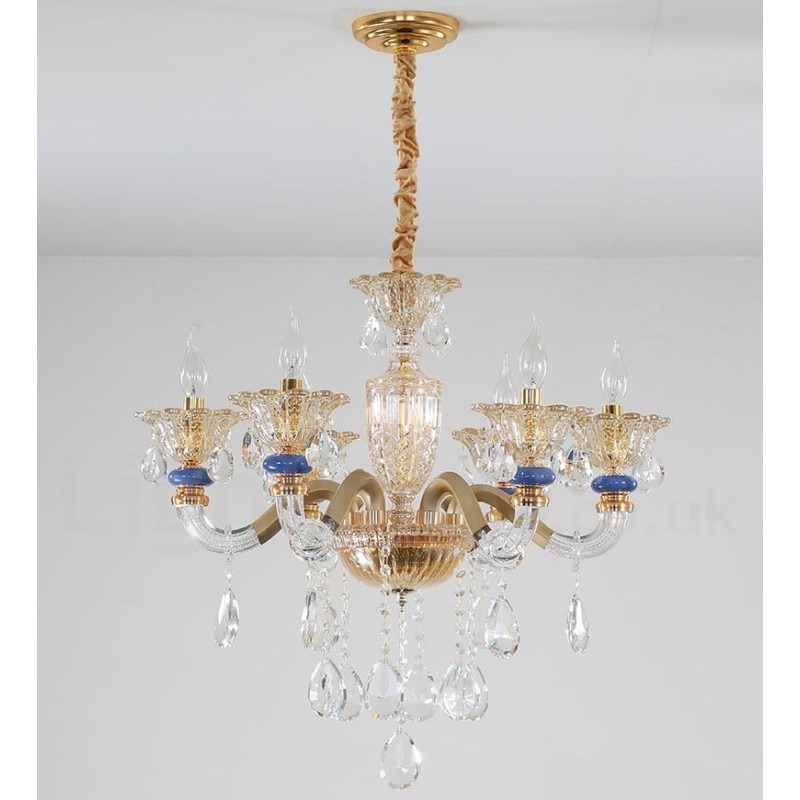 Lámpara de araña contemporánea moderna de 6 luces con forma de champán y cristal