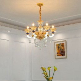 Lámpara de araña contemporánea moderna de 6 luces con forma de champán y cristal