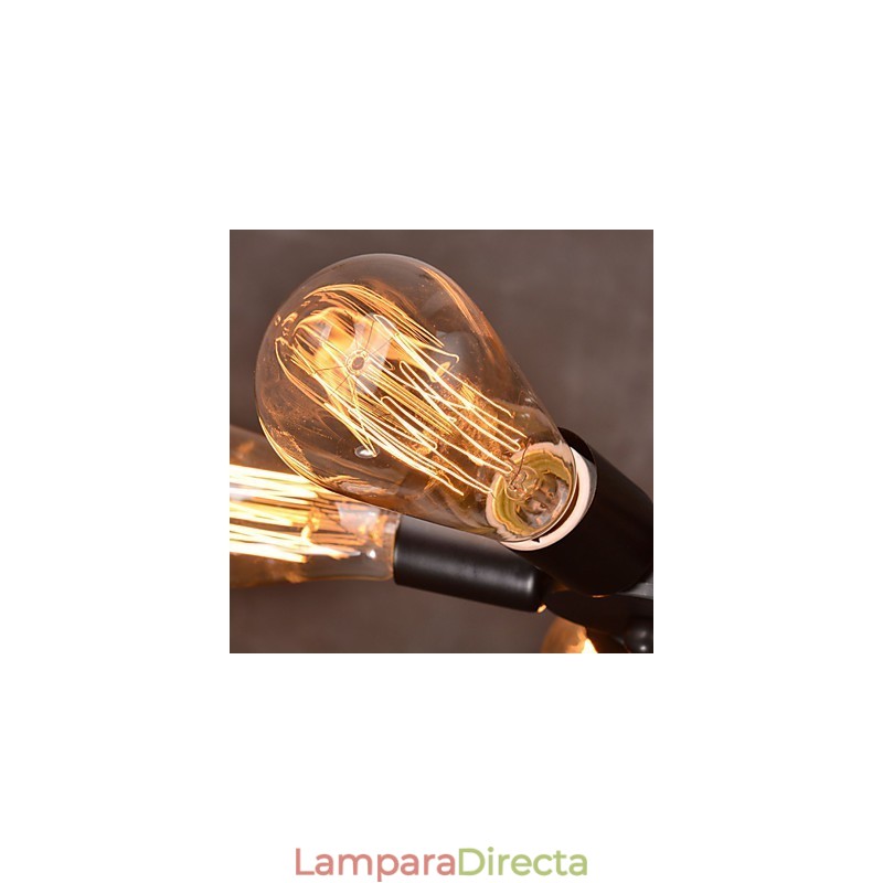 Lámpara colgante de 3 luces estilo rústico de hierro forjado