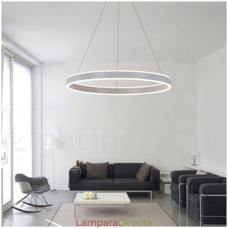 Lámpara colgante Art Déco de 1 anillo y dos tiras de 60 cm.