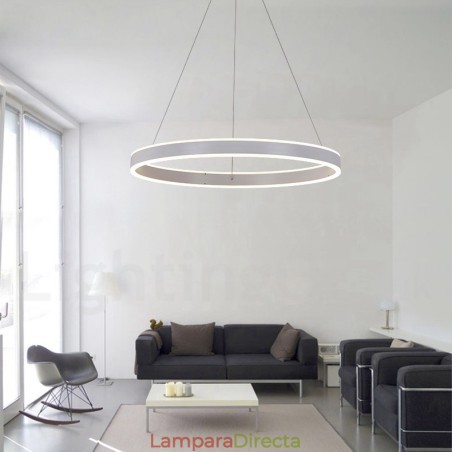 Lámpara colgante Art Déco de 1 anillo y dos tiras de 60 cm. Lámpara colgante Art Déco de 1 anillo y dos tiras de 60 cm.