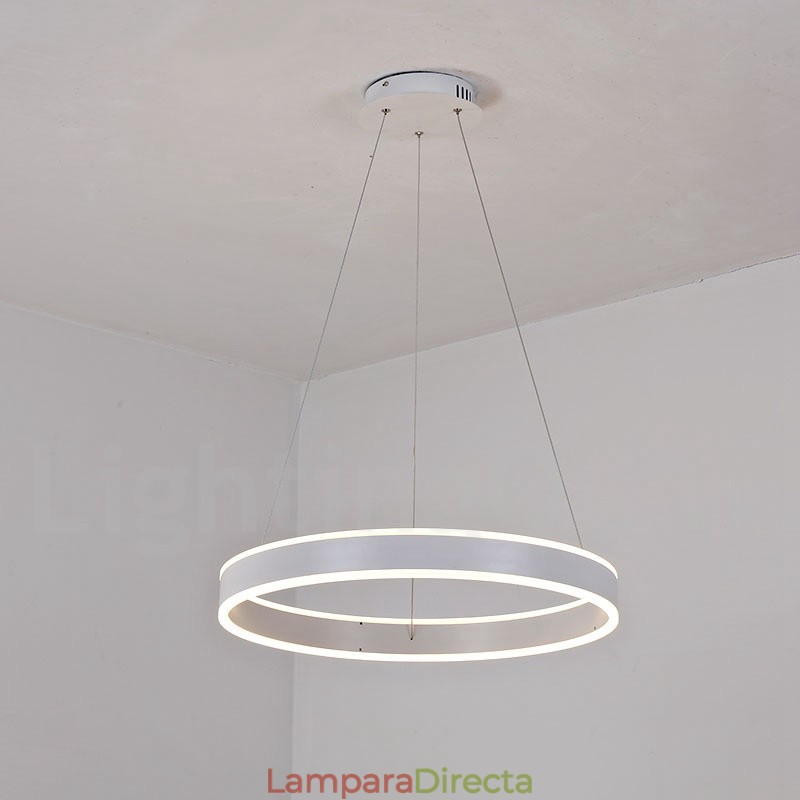 Lámpara colgante Art Déco de 1 anillo y dos tiras de 60 cm.