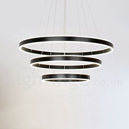 Lámpara colgante moderna y contemporánea con pantalla acrílica, 3 anillos, dos tiras y Wi-Fi inteligente regulable Lámpara colgante moderna y contemporánea con pantalla acrílica, 3 anillos, dos tiras y Wi-Fi inteligente regulable