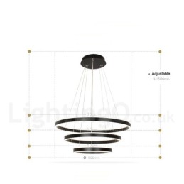 Lámpara colgante moderna y contemporánea con pantalla acrílica, 3 anillos, dos tiras y Wi-Fi inteligente regulable