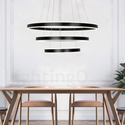 Lámpara colgante moderna y contemporánea con pantalla acrílica, 3 anillos, dos tiras y Wi-Fi inteligente regulable