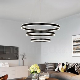 Lámpara colgante moderna y contemporánea con pantalla acrílica, 3 anillos, dos tiras y Wi-Fi inteligente regulable