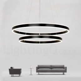 Lámpara colgante moderna y contemporánea con pantalla acrílica, 3 anillos, dos tiras y Wi-Fi inteligente regulable