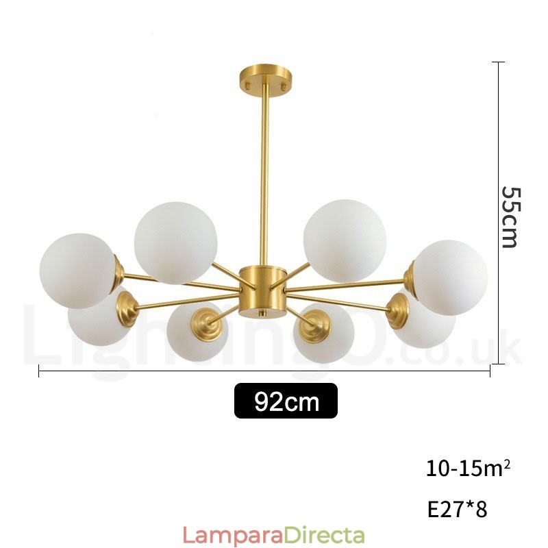 Lámpara colgante moderna de moléculas metálicas de latón puro del norte de Europa con 8 luces