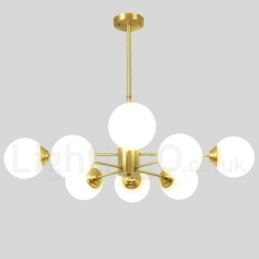 Lámpara colgante moderna de metal con moléculas, estilo norte de Europa, de latón puro, de 8 luces (4+4 luces) y dos niveles.