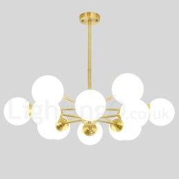 Lámpara colgante moderna de metal con dos niveles, 12 luces (6+6 luces), estilo del norte de Europa, de latón puro.