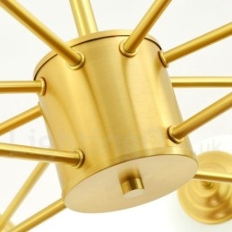 Lámpara colgante moderna de metal con dos niveles, 12 luces (8+4) y diseño de moléculas de latón puro del norte de Europa