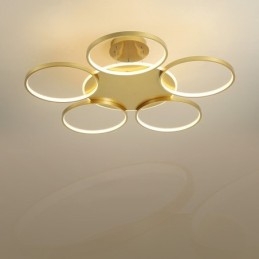 Lámpara de techo circular de estilo nórdico contemporáneo moderno dorado con control remoto. También se puede usar como luz de pared.