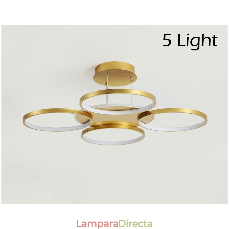 Lámpara de techo circular de estilo nórdico contemporáneo moderno dorado con control remoto. También se puede usar como luz de pared.