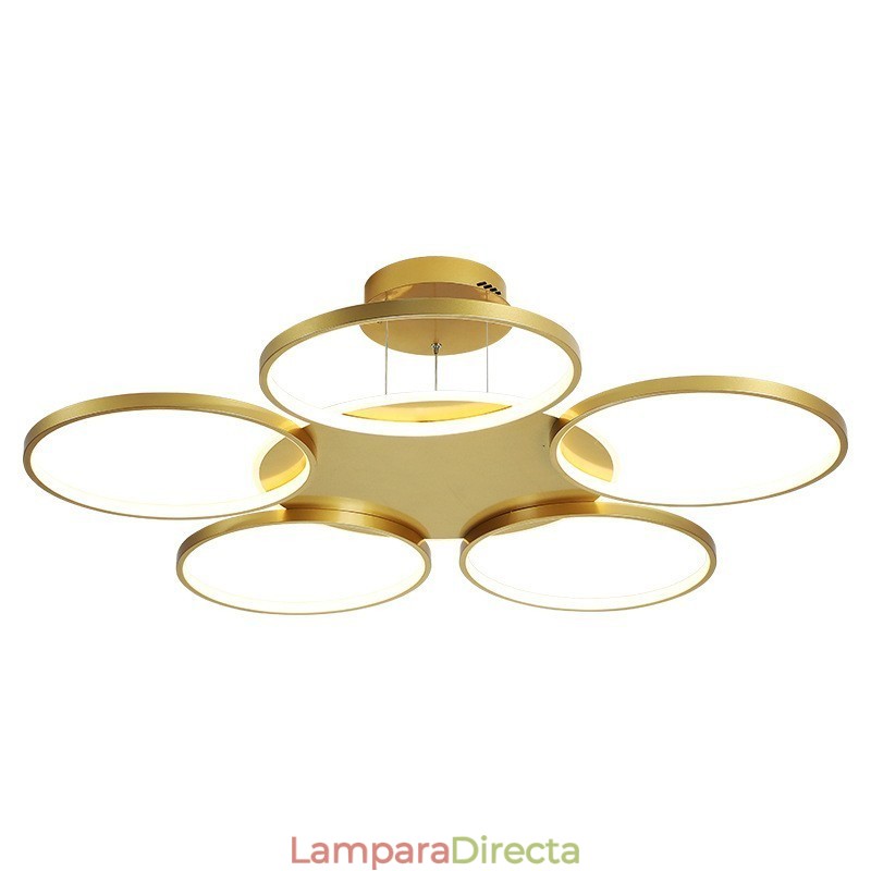 Lámpara de techo circular de estilo nórdico contemporáneo moderno dorado con control remoto. También se puede usar como luz de pared.