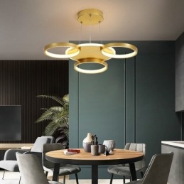 Lámpara de techo circular de estilo nórdico contemporáneo moderno dorado con control remoto. También se puede usar como luz de pared.