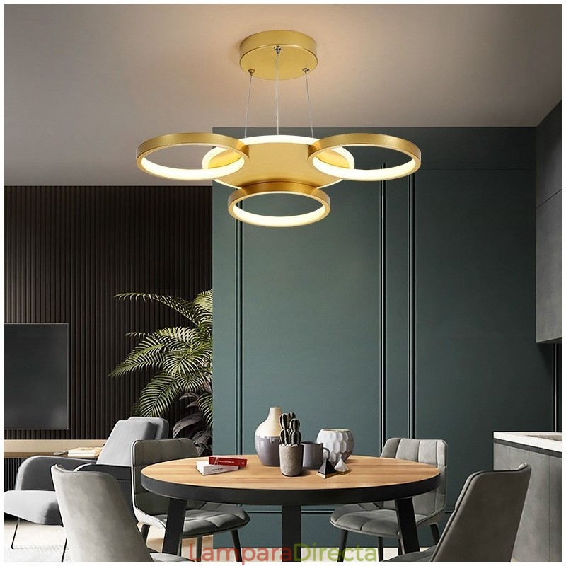 Lámpara de techo circular de estilo nórdico contemporáneo moderno dorado con control remoto. También se puede usar como luz de pared.