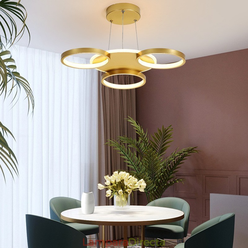Lámpara de techo circular de estilo nórdico contemporáneo moderno dorado con control remoto. También se puede usar como luz de pared.