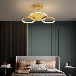 Lámpara de techo circular de estilo nórdico contemporáneo moderno dorado con control remoto. También se puede usar como luz de pared.
