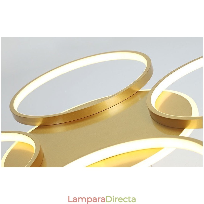 Lámpara de techo circular de estilo nórdico contemporáneo moderno dorado con control remoto. También se puede usar como luz de pared.
