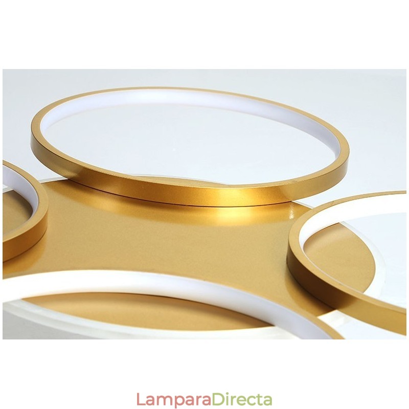 Lámpara de techo circular de estilo nórdico contemporáneo moderno dorado con control remoto. También se puede usar como luz de pared.