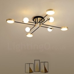 Lámpara de araña moderna de metal con techo negro y dorado