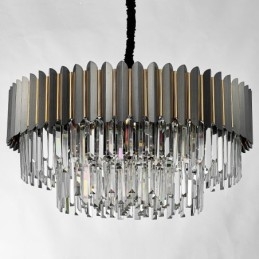 Lámpara colgante de cristal K9 redonda, posmoderna, de lujo, en negro y dorado, para sala de exposiciones