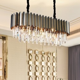 Lámpara colgante de lujo posmoderna de cristal K9 redondo negro y dorado