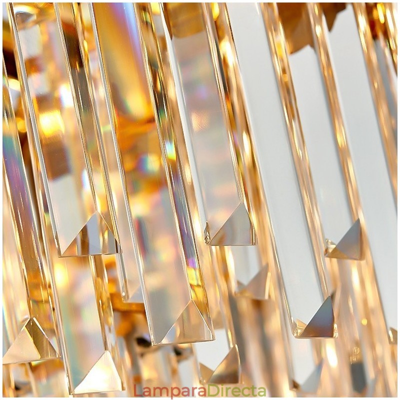 Lámpara colgante de lujo posmoderna de cristal K9 redondo negro y dorado