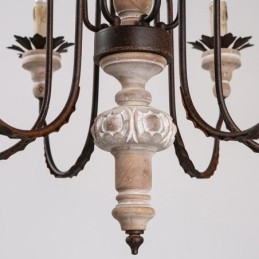 Lámpara de araña de madera vintage de estilo campestre con 6 luces