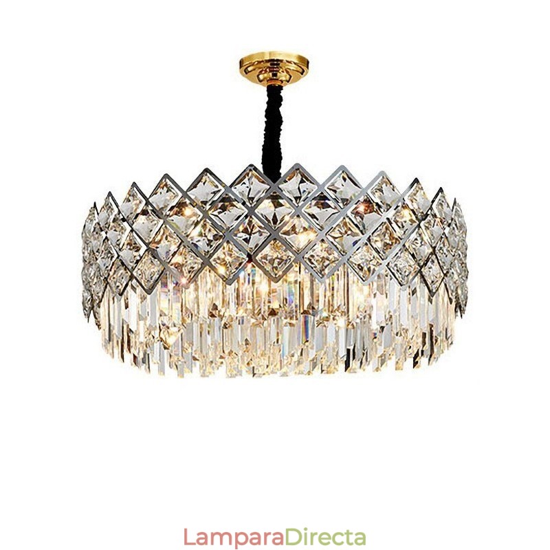 Lámpara colgante redonda de cristal K9 de plata posmoderna de lujo