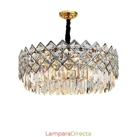 Lámpara colgante redonda de cristal K9 de plata posmoderna de lujo Lámpara colgante redonda de cristal K9 de plata posmoderna de lujo