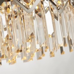 Lámpara colgante de cristal K9 redondo, de lujo, posmoderna, de dos niveles, en negro y dorado