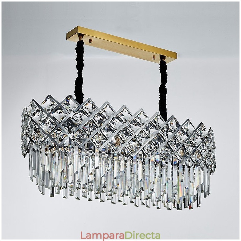 Lámpara colgante redonda de cristal K9 de plata posmoderna de lujo