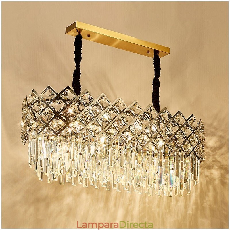 Lámpara colgante redonda de cristal K9 de plata posmoderna de lujo