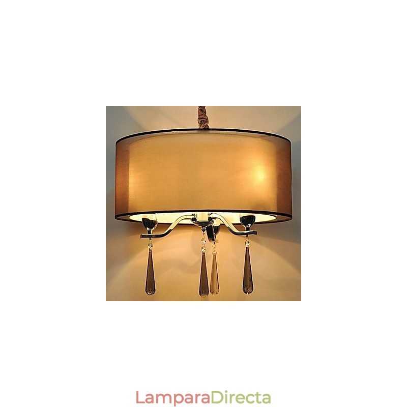 Lámpara de araña sencilla de hierro forjado y cristal de 6 luces
