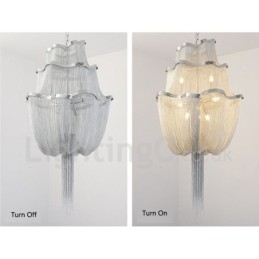 Lámpara colgante de diseño con borlas en color plata y oro