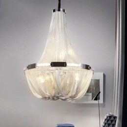 Lámpara colgante de diseño con borlas en color plata y oro